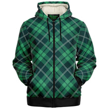 Load image into Gallery viewer, Green Tartan Fleece Lined Zip Hoodie - Urban Celt