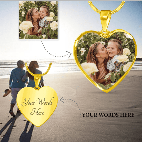 Mother Daughter Love Heart Pendant - Your Photo and Engraving - Urban Celt