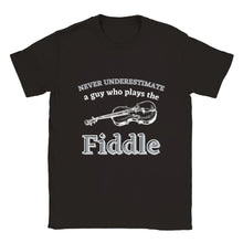 Load image into Gallery viewer, Never Underestimate a Guy On Fiddle T-shirt - Urban Celt