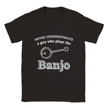 Load image into Gallery viewer, Never Underestimate a Guy Who Plays Banjo T-shirt - Urban Celt