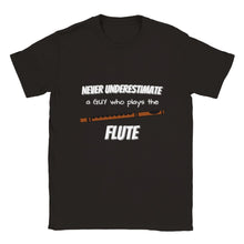 Load image into Gallery viewer, Never Underestimate a Guy Who Plays Flute T-shirt - Urban Celt