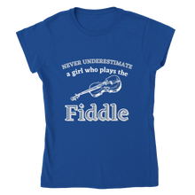 Load image into Gallery viewer, Never Underestimate a Girl Who Plays Fiddle T-shirt - Urban Celt