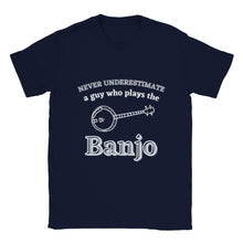 Load image into Gallery viewer, Never Underestimate a Guy Who Plays Banjo T-shirt - Urban Celt