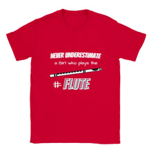 Load image into Gallery viewer, Never Underestimate a Girl Who Plays Flute T-shirt - Urban Celt