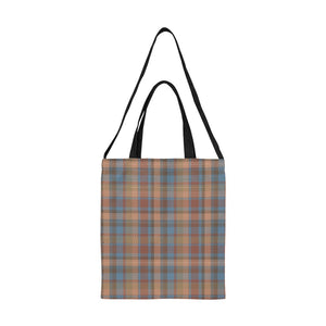 Orange Red Blue Tartan Canvas Tote Bag