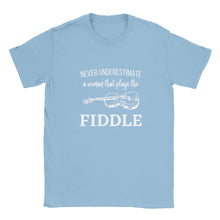 Load image into Gallery viewer, Never Underestimate A Woman The Plays Fiddle T-shirt
