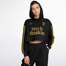 Load image into Gallery viewer, Irish Republic Black-Gold Edition Crop Hoodie
