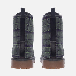 Grey Purple Green Tartan Combat Boots - Urban Celt