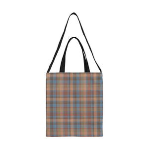 Orange Red Blue Tartan Canvas Tote Bag