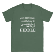 Load image into Gallery viewer, Never Underestimate A Woman The Plays Fiddle T-shirt
