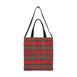 Red Green Tartan Plaid Canvas Tote Bag