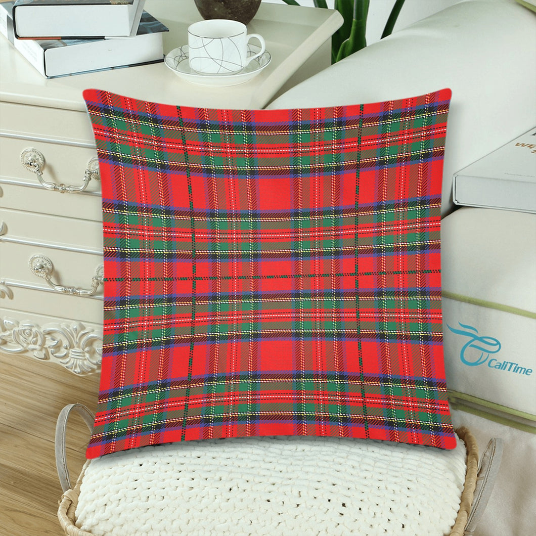 Red Green Tartan Plaid  Pillow Cases 18