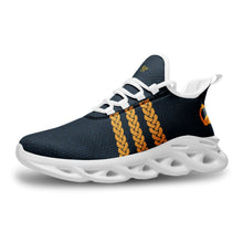 Load image into Gallery viewer, Navy-Gold Irish Harp Mesh Knit Sneakers
