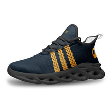 Load image into Gallery viewer, Navy-Gold Irish Harp Mesh Knit Sneakers
