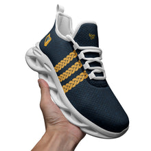 Load image into Gallery viewer, Navy-Gold Irish Harp Mesh Knit Sneakers
