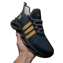 Load image into Gallery viewer, Navy-Gold Irish Harp Mesh Knit Sneakers
