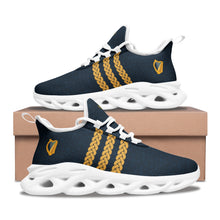 Load image into Gallery viewer, Navy-Gold Irish Harp Mesh Knit Sneakers
