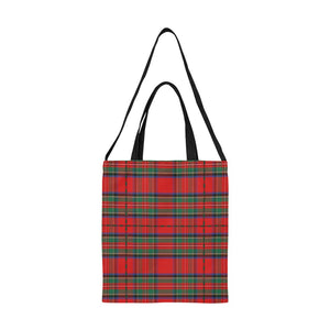 Red Green Tartan Plaid Canvas Tote Bag