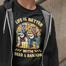 Load image into Gallery viewer, Life is Better with Beer &amp; Banjos T-shirt
