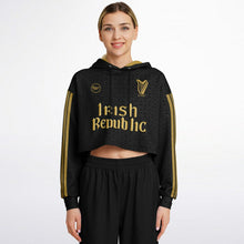 Load image into Gallery viewer, Irish Republic Black-Gold Edition Crop Hoodie
