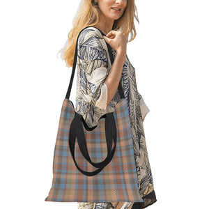 Orange Red Blue Tartan Canvas Tote Bag