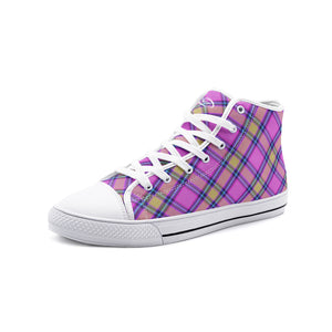 Pink Yellow Tartan Plaid High Tops