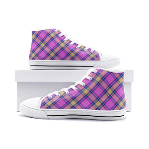 Pink Yellow Tartan Plaid High Tops