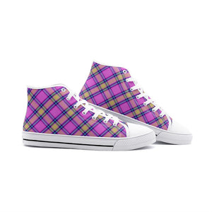 Pink Yellow Tartan Plaid High Tops