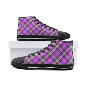 Pink Yellow Tartan Plaid High Tops