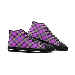 Pink Yellow Tartan Plaid High Tops