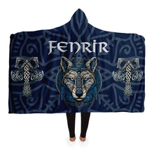 Load image into Gallery viewer, Fenrir Viking Wolf Hooded Blanket
