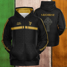 Load image into Gallery viewer, Irish Republic Black-Gold Zip-Up Hoodie
