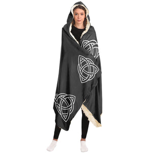 Celtic Knot Premium Sherpa Hooded Blanket B-W - Urban Celt