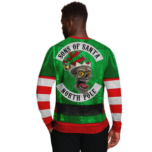 Santa Biker Helper Ugly Christmas Sweatshirt