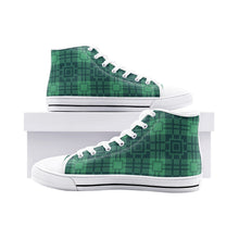 Load image into Gallery viewer, Green Tartan High Top Canvas Shoes
