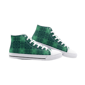 Green Tartan High Top Canvas Shoes