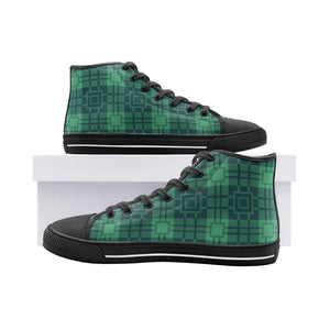 Green Tartan High Top Canvas Shoes