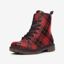 Load image into Gallery viewer, Red Tartan Plaid Vegan Leather Boots
