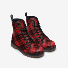 Load image into Gallery viewer, Red Tartan Plaid Vegan Leather Boots
