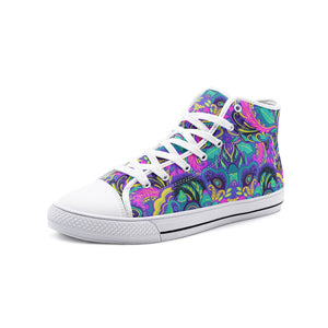 Floral Abstract High Top Canvas Shoes