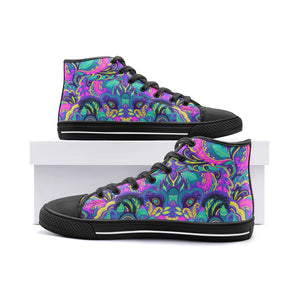 Floral Abstract High Top Canvas Shoes