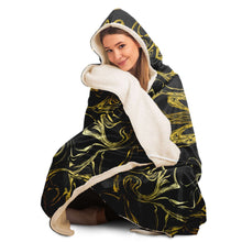 Load image into Gallery viewer, Golden Liquid Abstract Hooded Blanket
