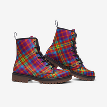 Load image into Gallery viewer, Rainbow Tartan Plaid Vegan Leather Boots
