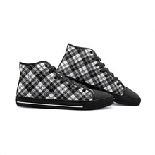 Load image into Gallery viewer, Black/White Tartan Plaid High Tops
