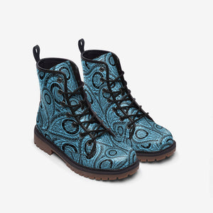 Blue Abstract Paisley Combat Boots