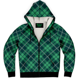 Green Tartan Fleece Lined Zip Hoodie