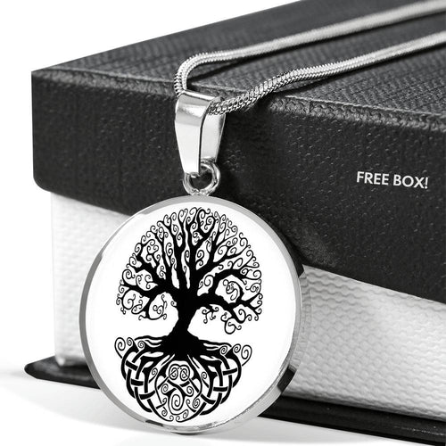 Tree Of Life Circle Pendant Necklace with Engraving Option - Urban Celt