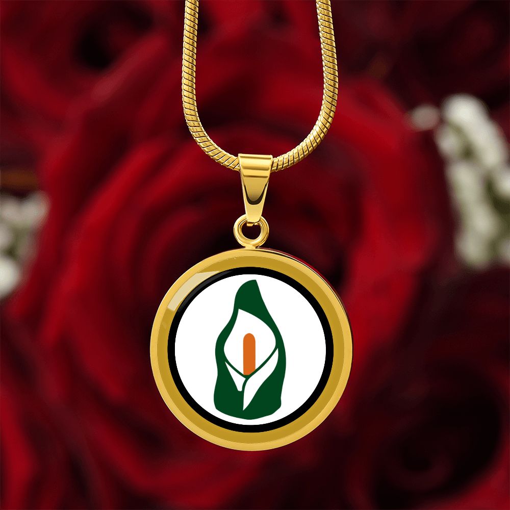 1916 Easter Lily Customizable Circle Pendant