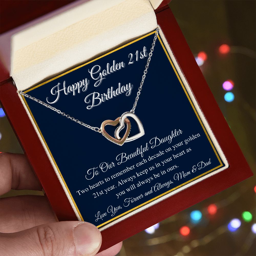 Daughter 21st Hearts Necklace from Mom and Dad
