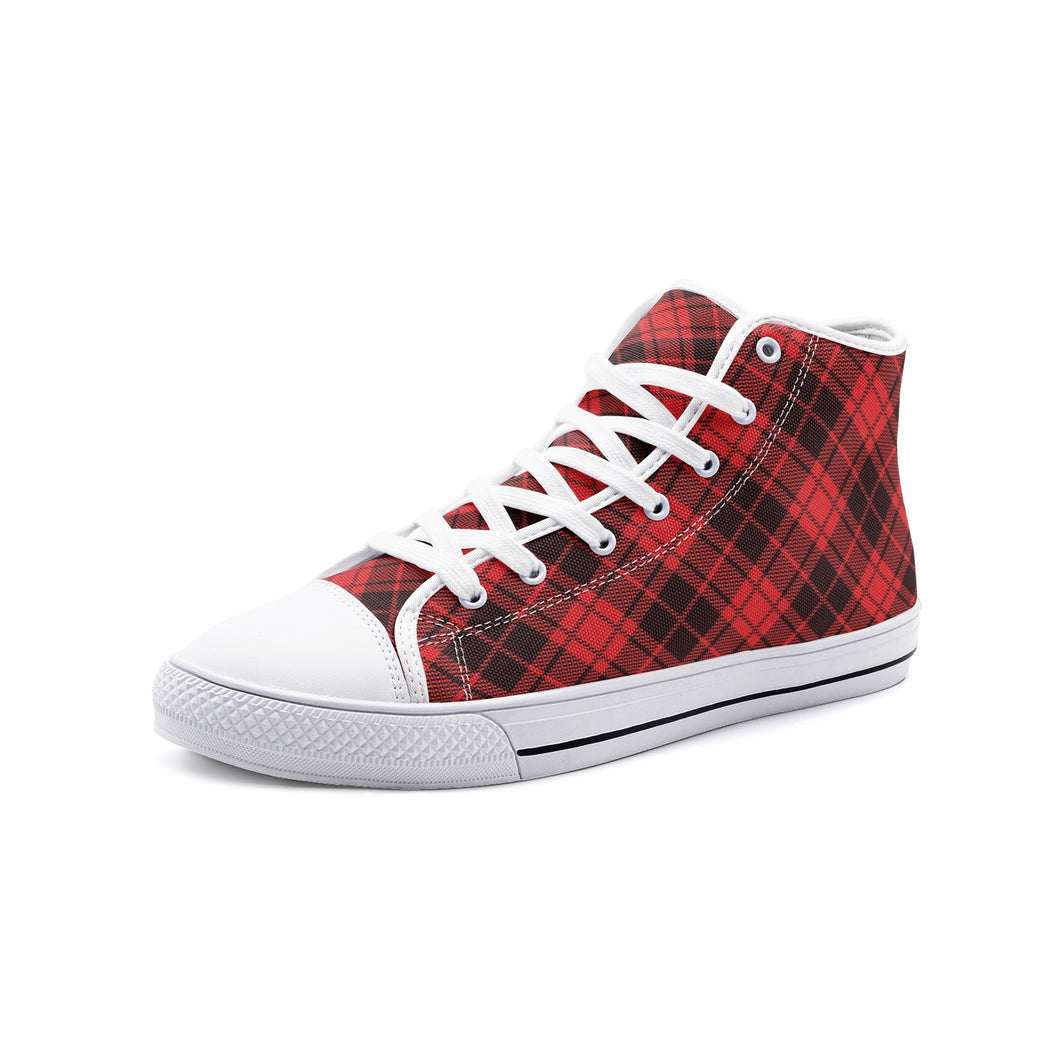 Red Tartan High Top Canvas Shoes